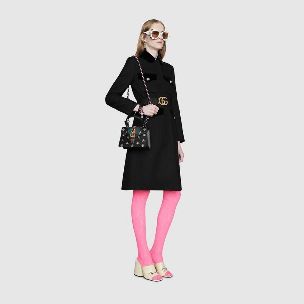Gucci Sz 38 XS 2020 Cruise Wool Velvet Logo Coats - Picture 4 of 11